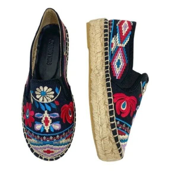 Johnny Was Vibrant Nepentha Embroidered Espadrilles Slip On Boho Hippie US SZ 6 - Picture 1 of 11